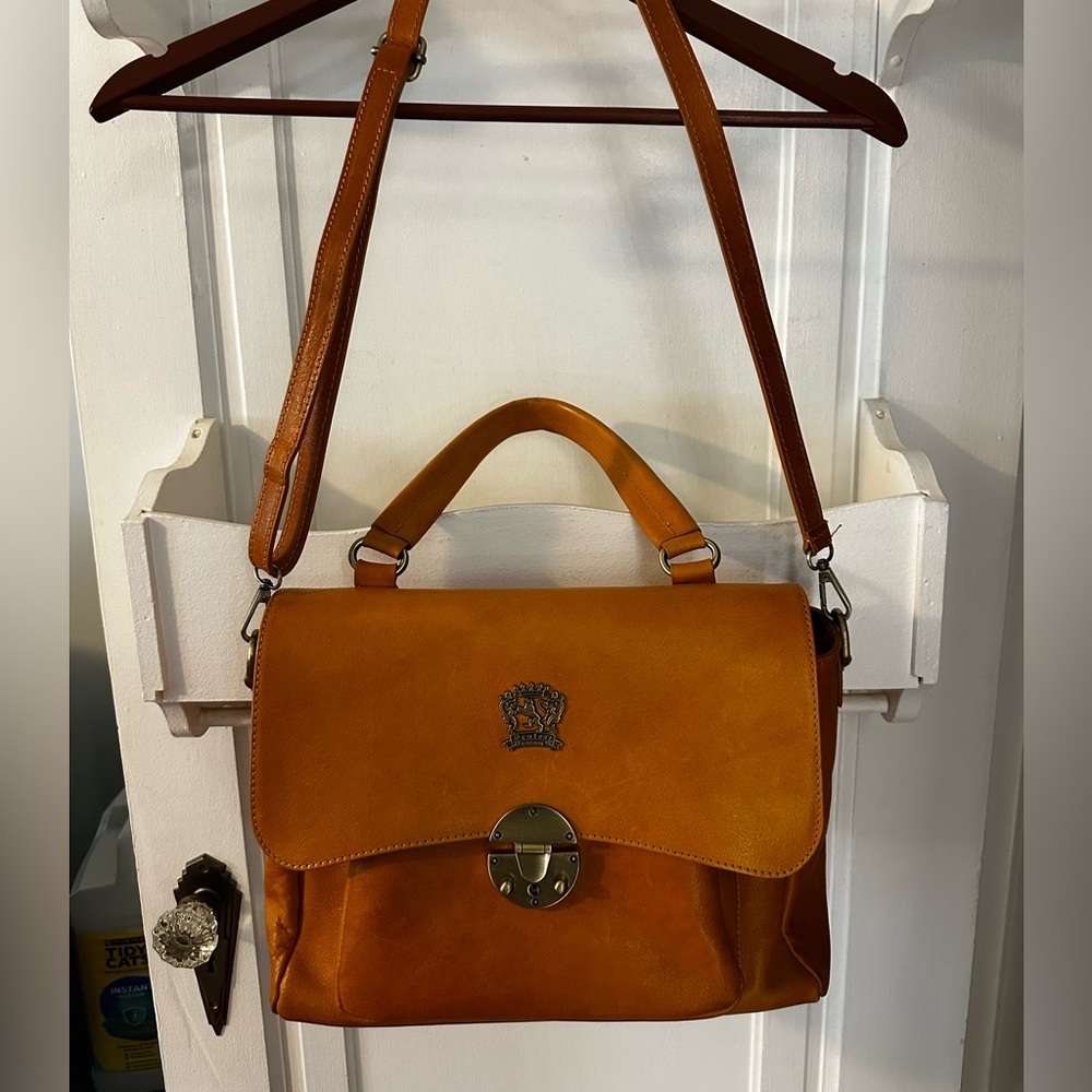 Pratesi Leather Shoulder Bag Mustard Yellow